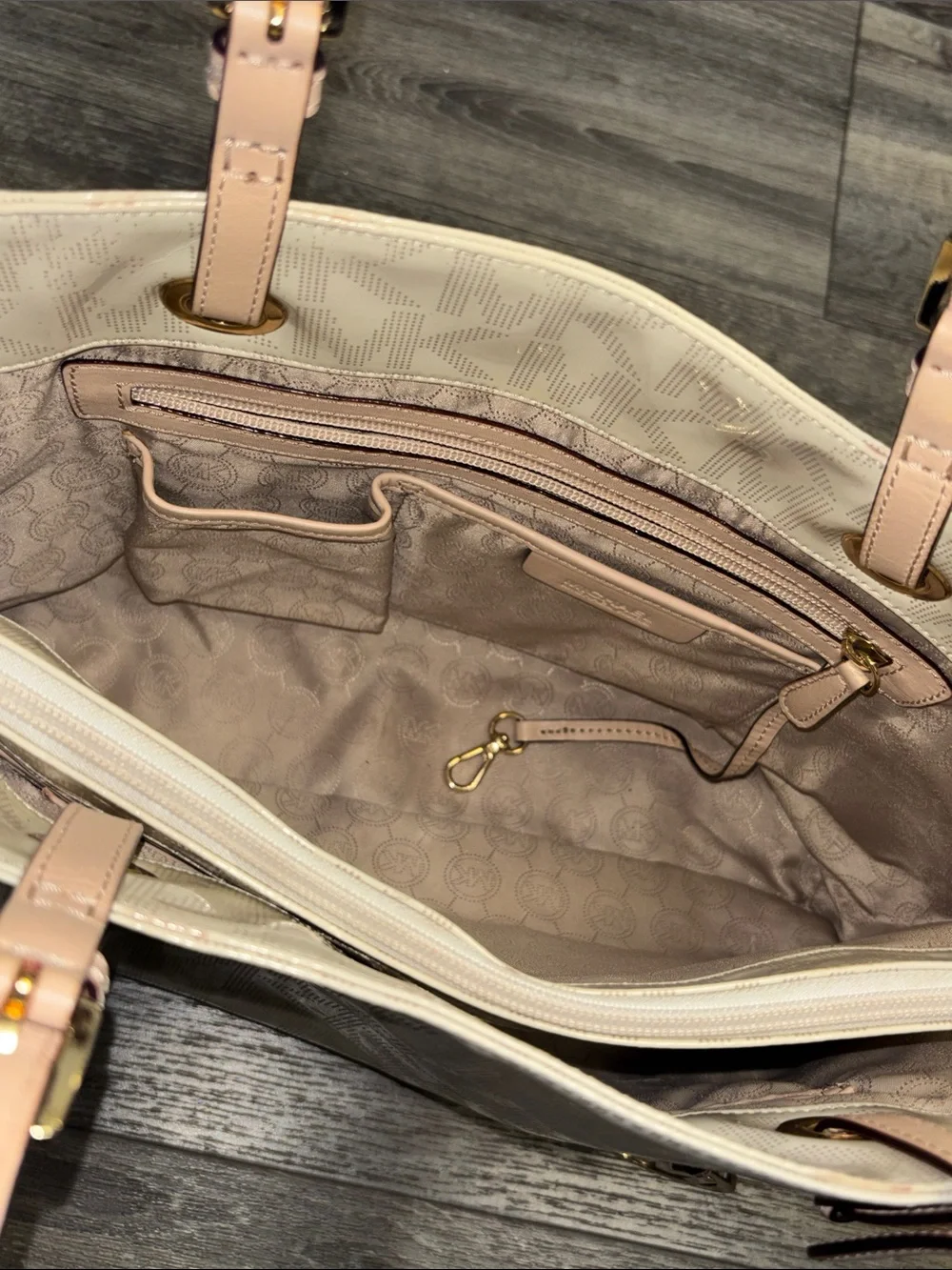 Michael Kors Ivory Monogram Tote with Handles